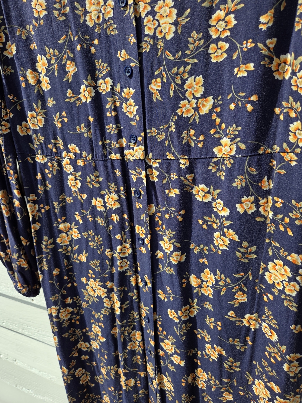 Old Navy Navy Blue Dress with Orange Floral Print - Picture 5 of 9